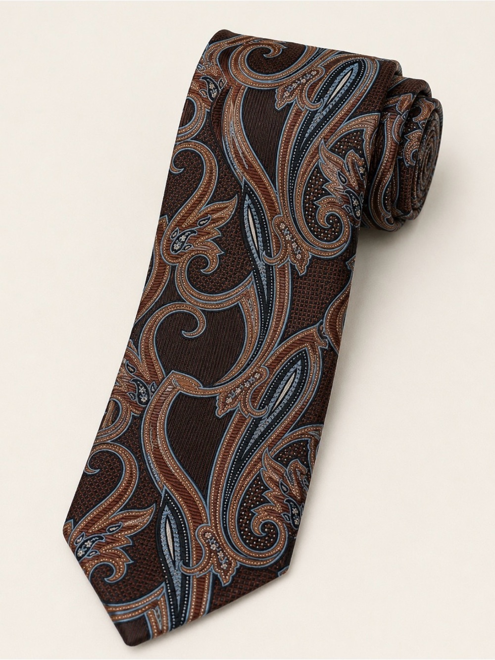 Nordstrom Brown Paisley 100% Silk Handmade Tie 3” Wide